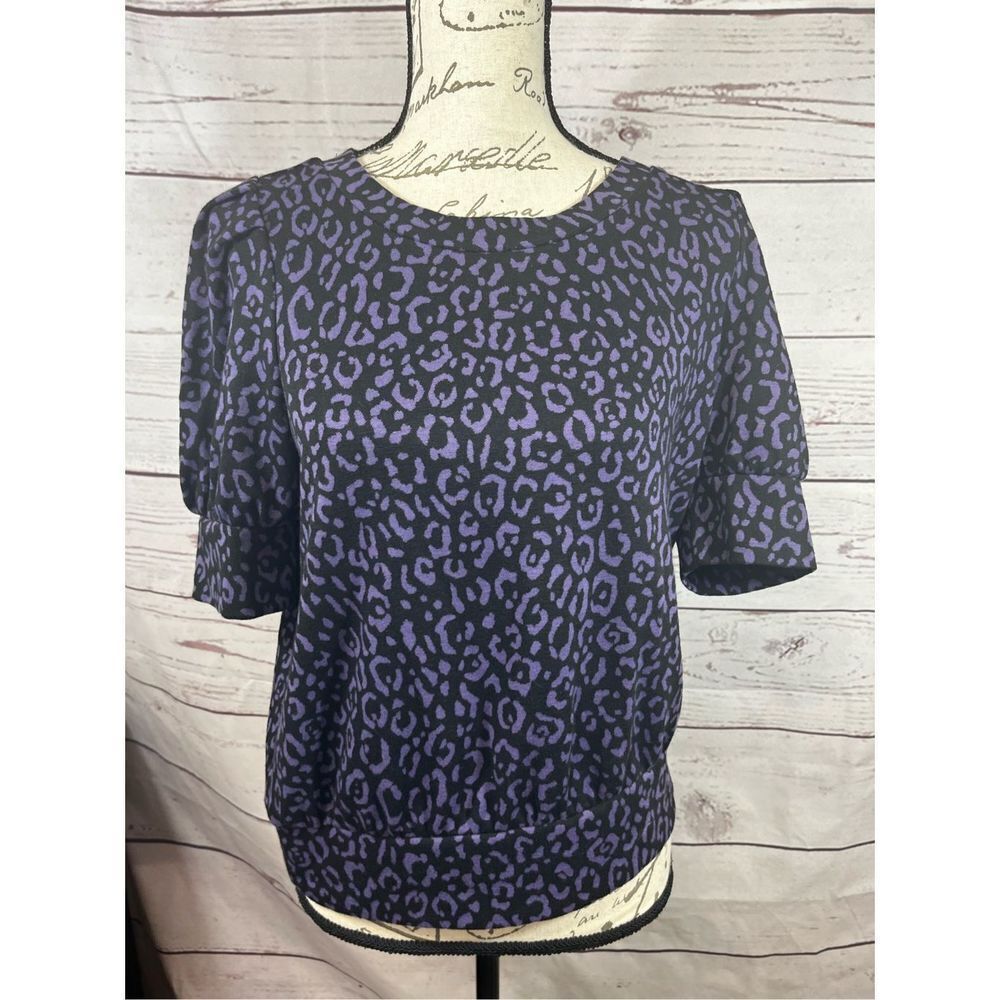 Purple Leopard‎ Print Short Sleeve Top Women's